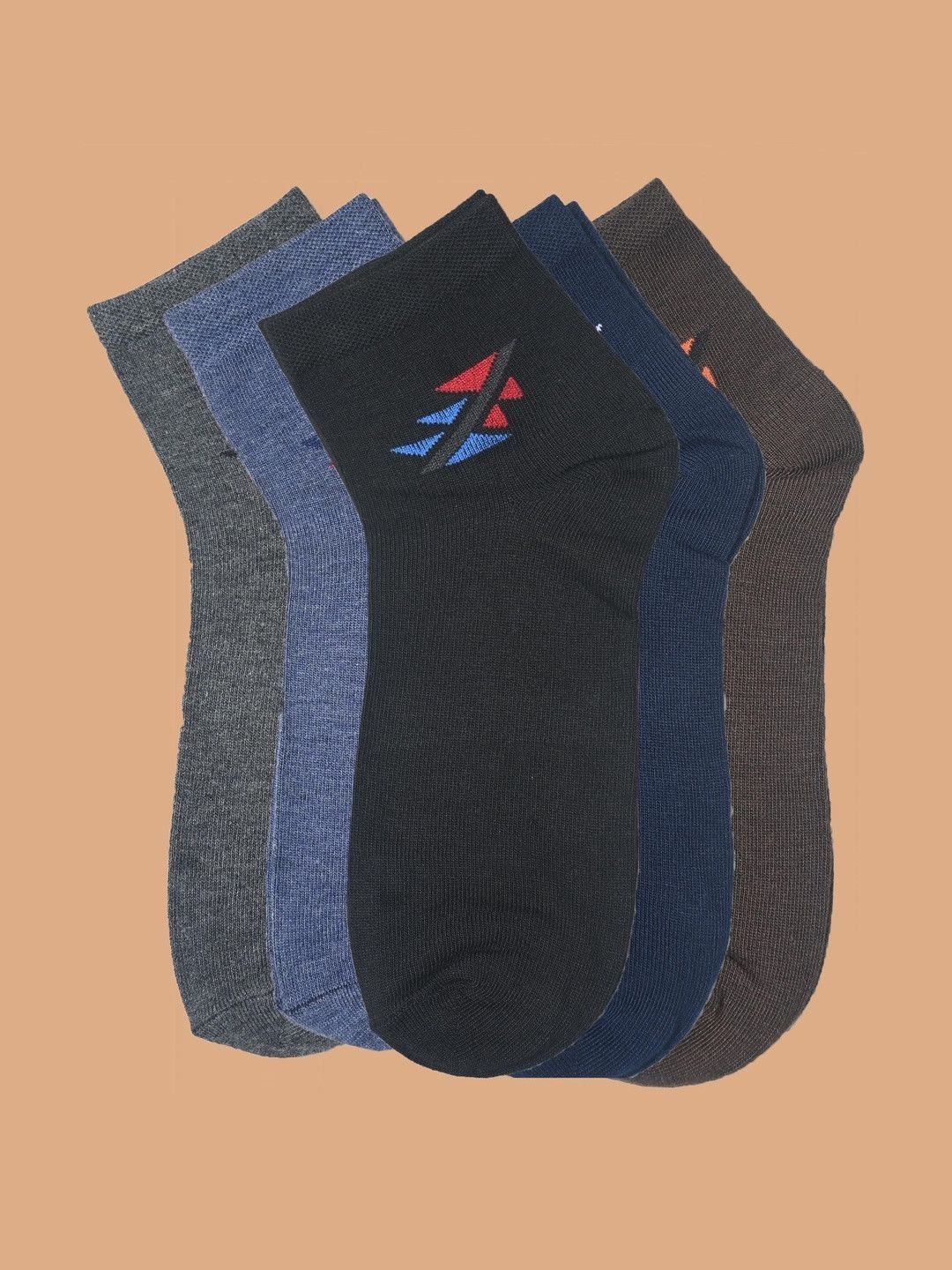 T.T. Men Pack of 5 Cotton Assorted Patterned Ankle Length Socks
