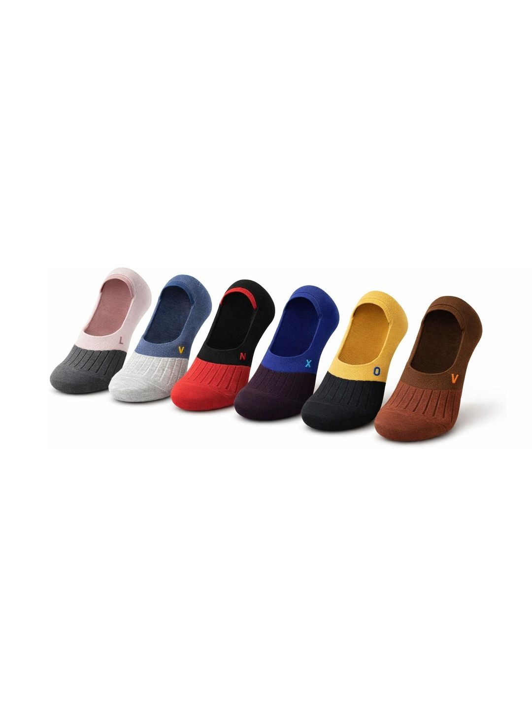Blacktank Men Pack of 6 Cotton Colourblocked Shoe Liners Socks
