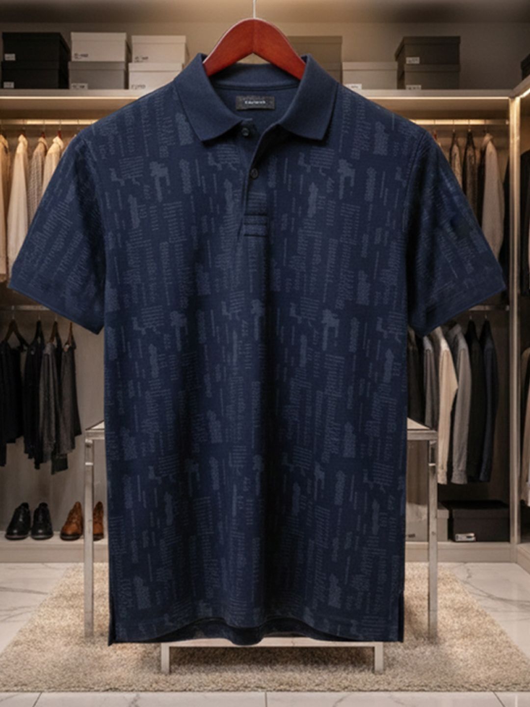 HERE&NOW Men Printed Polo Collar T-shirt