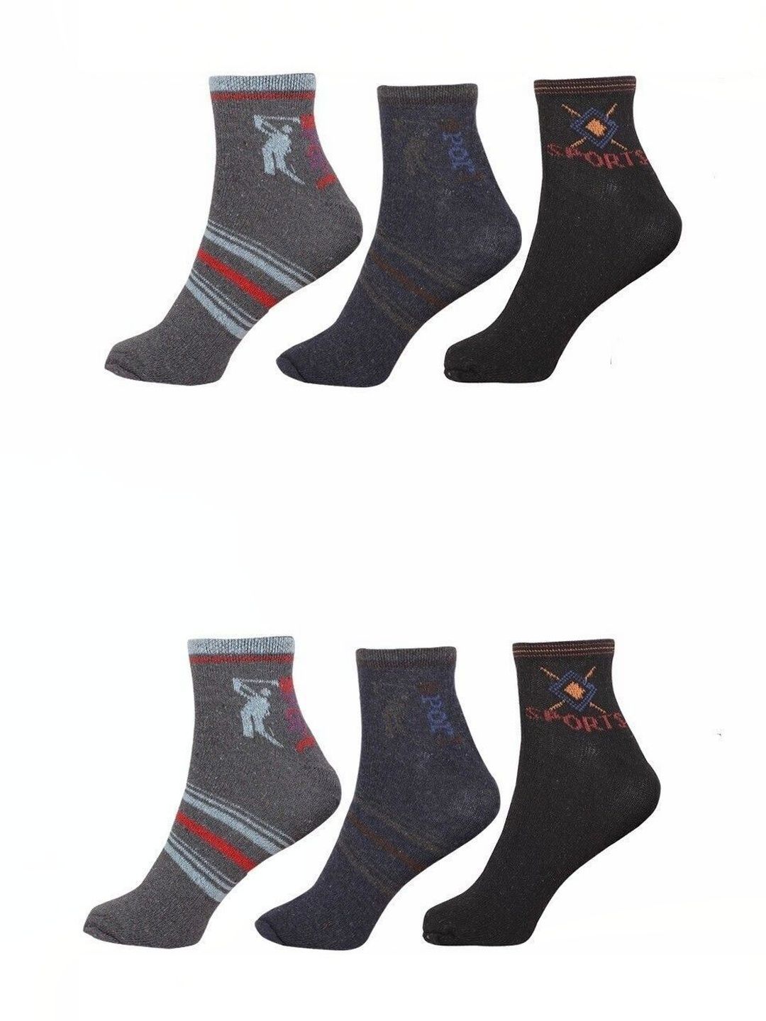 Blacktank Men Pack of 6 Cotton Striped Ankle Length Socks