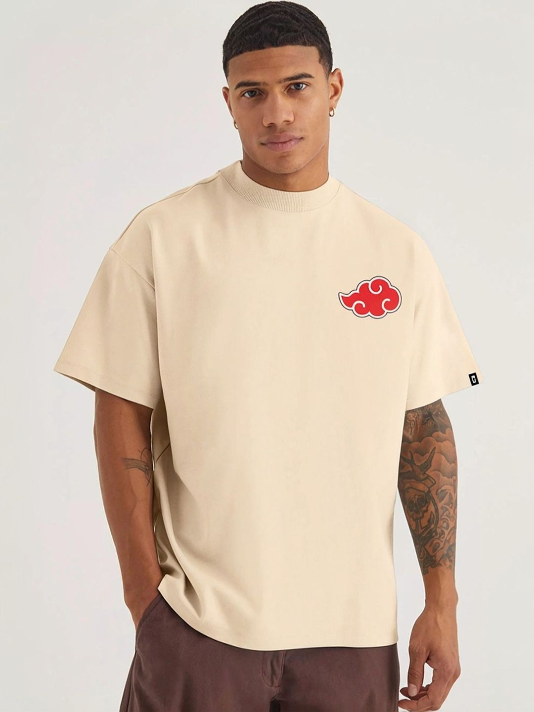 LazyGreg Men Naruto Graphic Oversized T-shirt