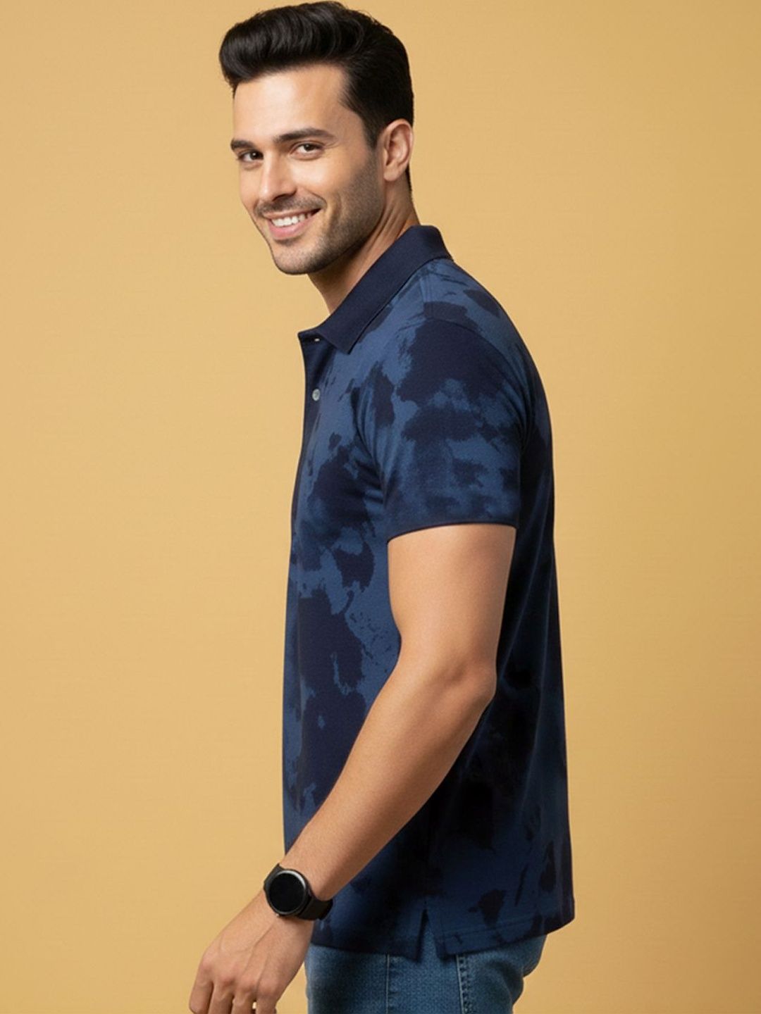 HERE&NOW Men Printed Polo Collar T-shirt