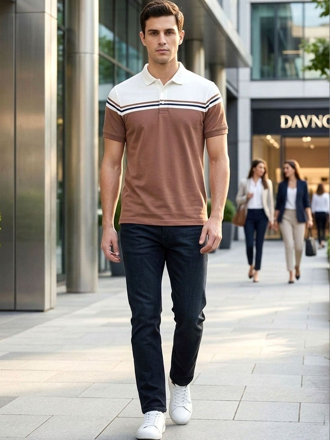 Mast & Harbour Men Colourblocked Polo Collar Pockets T-shirt