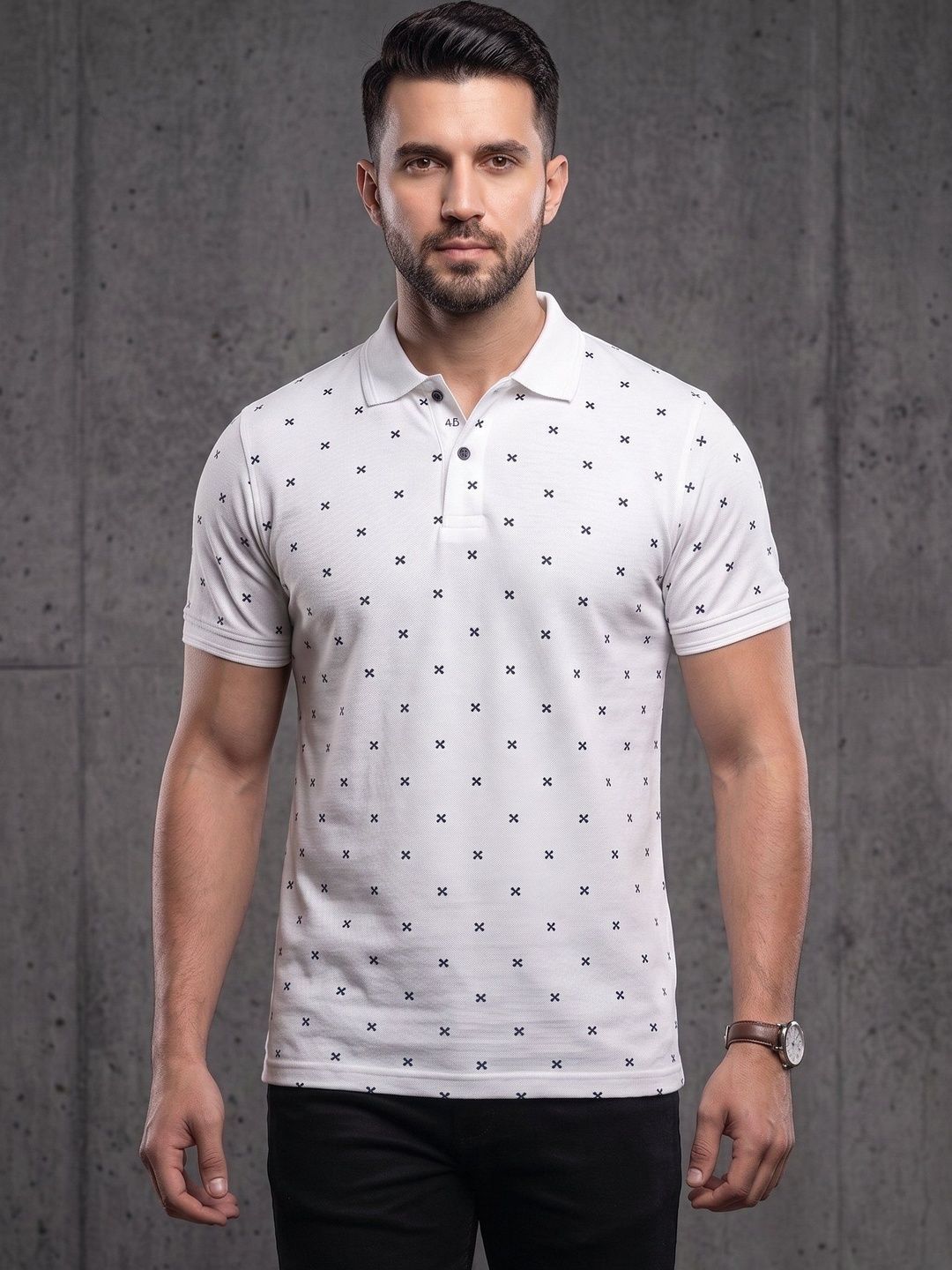 Mast & Harbour Men Printed Polo Collar T-shirt