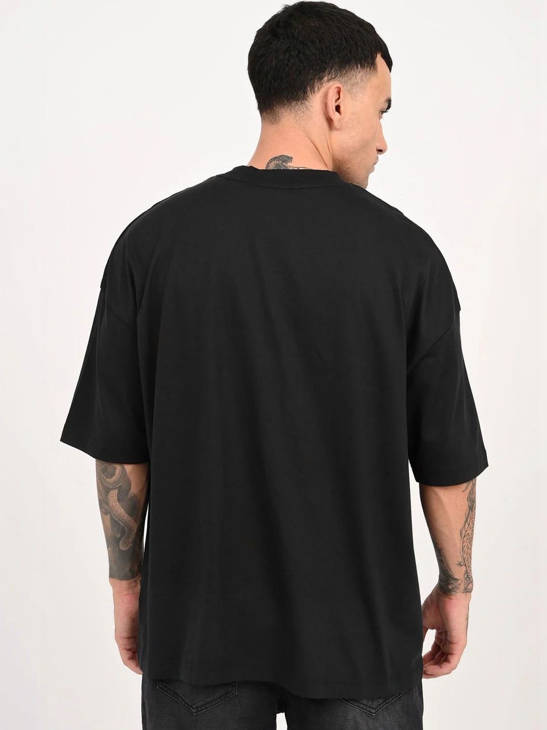 LazyGreg Men Oversized Typography Printed Cotton T-shirt