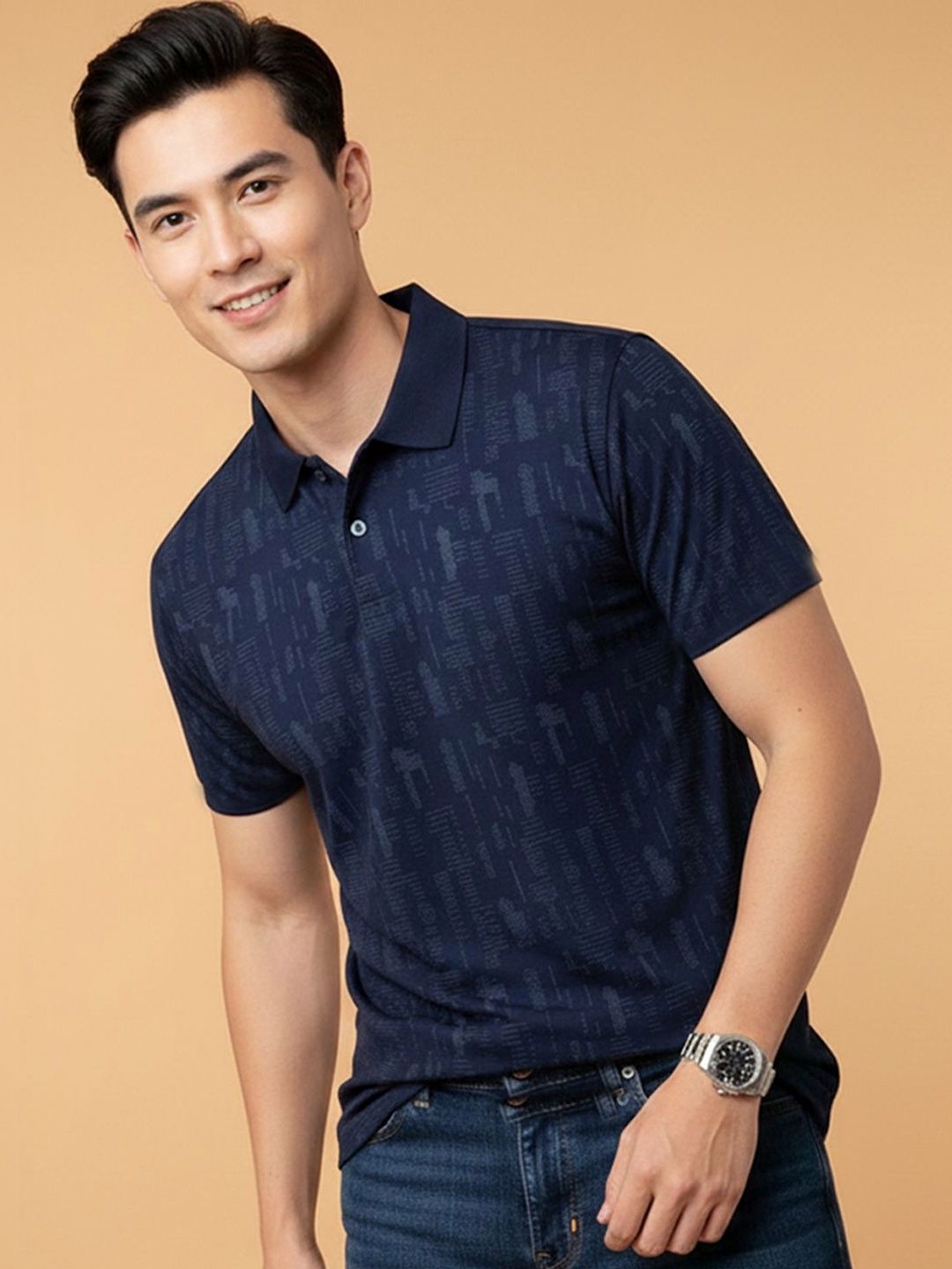 HERE&NOW Men Polo Collar T-shirt