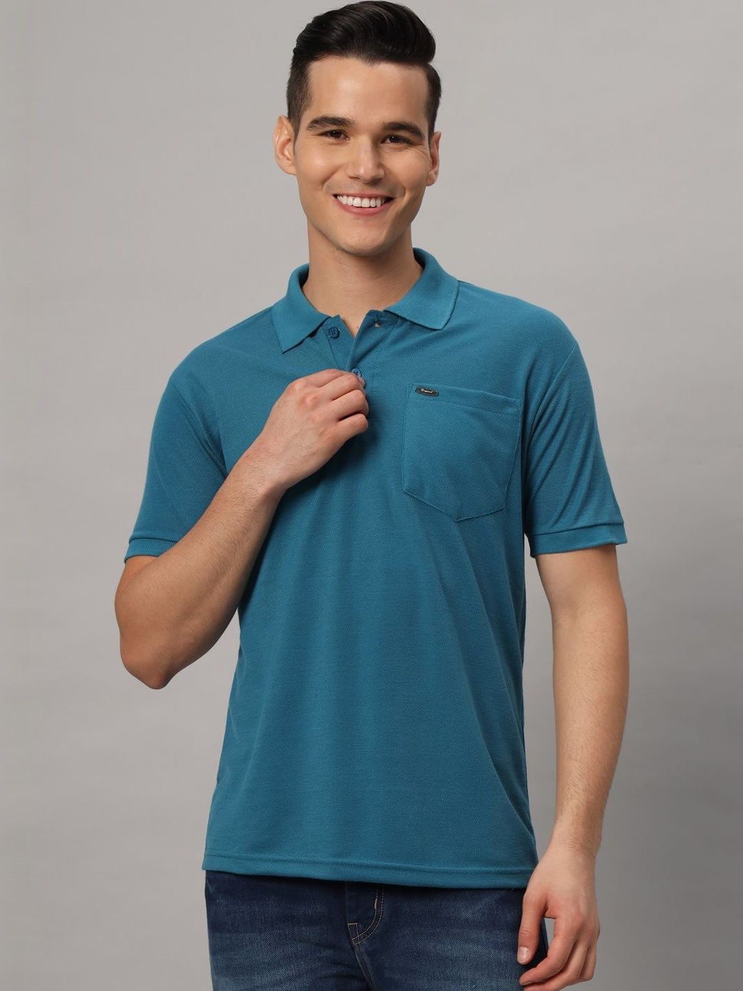 Resilience Teal Polo Collar Regular Fit T-shirt