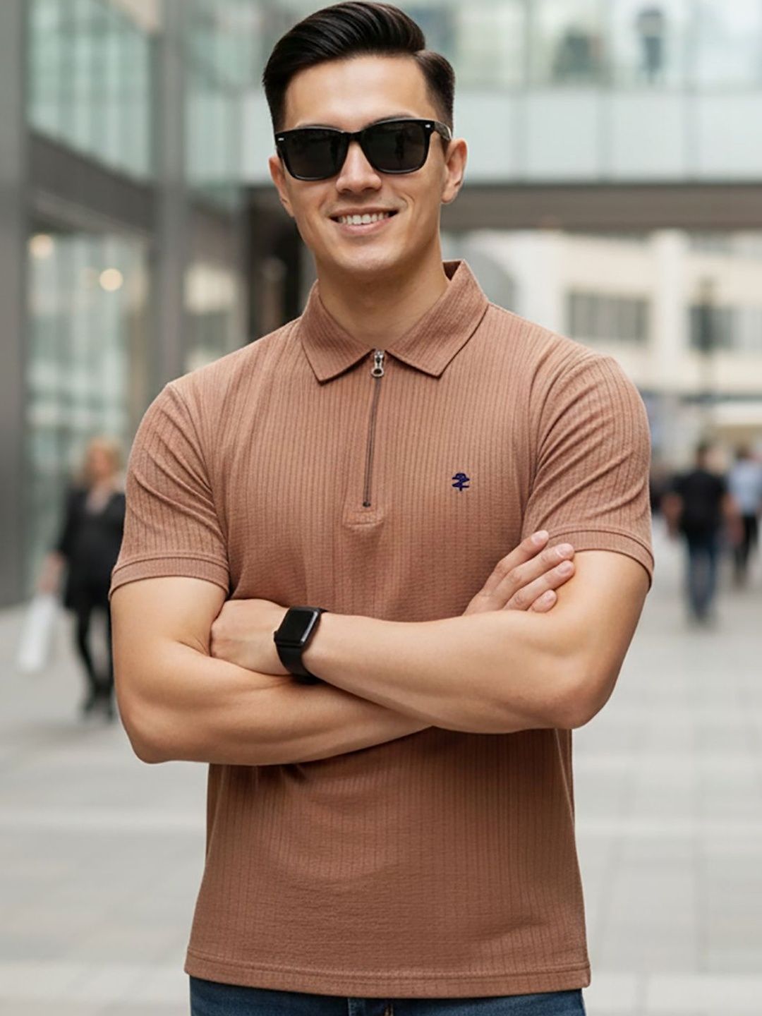 HERE&NOW Men Polo Collar T-shirt