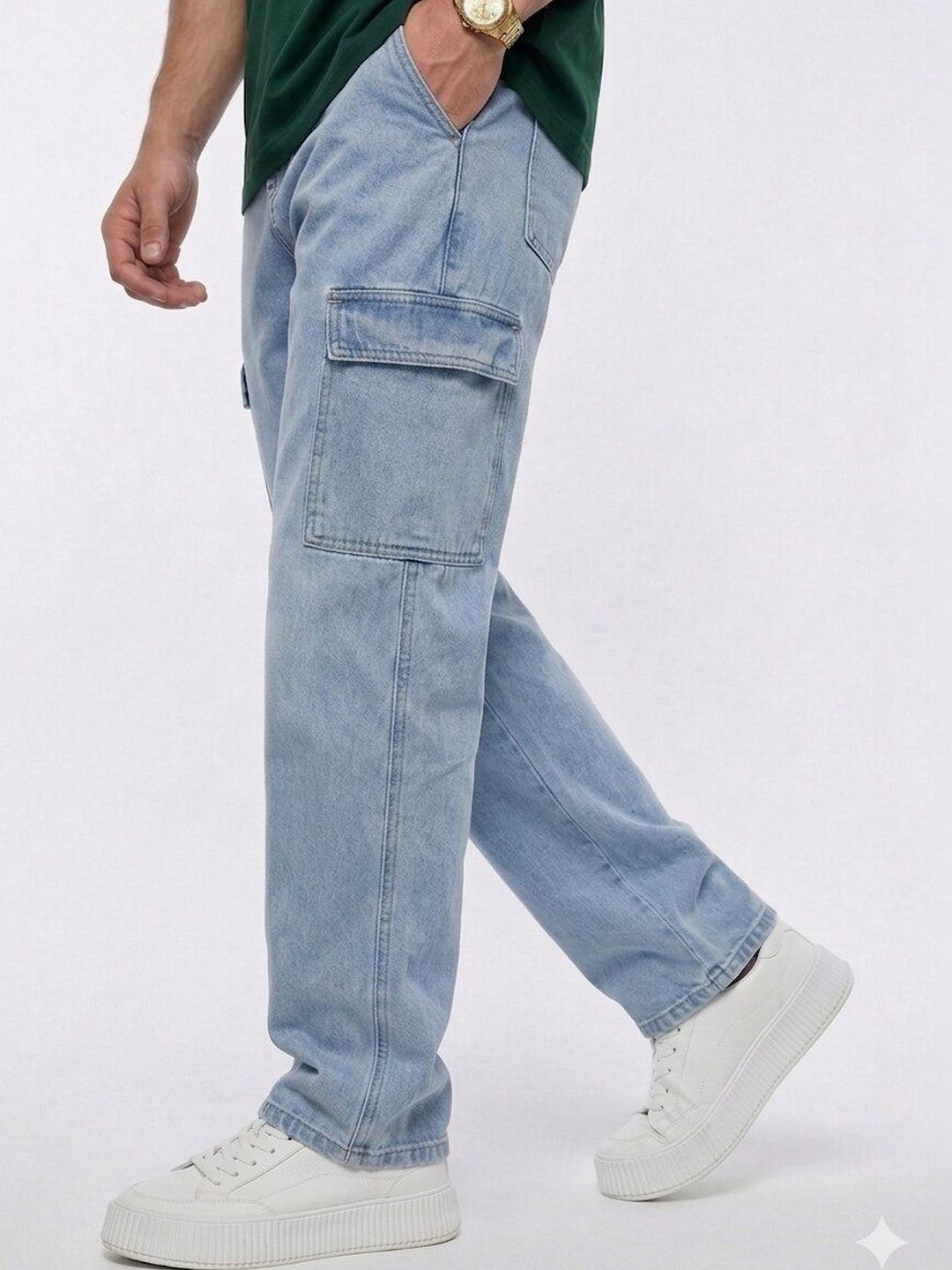SZN Men Relaxed Fit Mid-Rise Light Fade Jeans