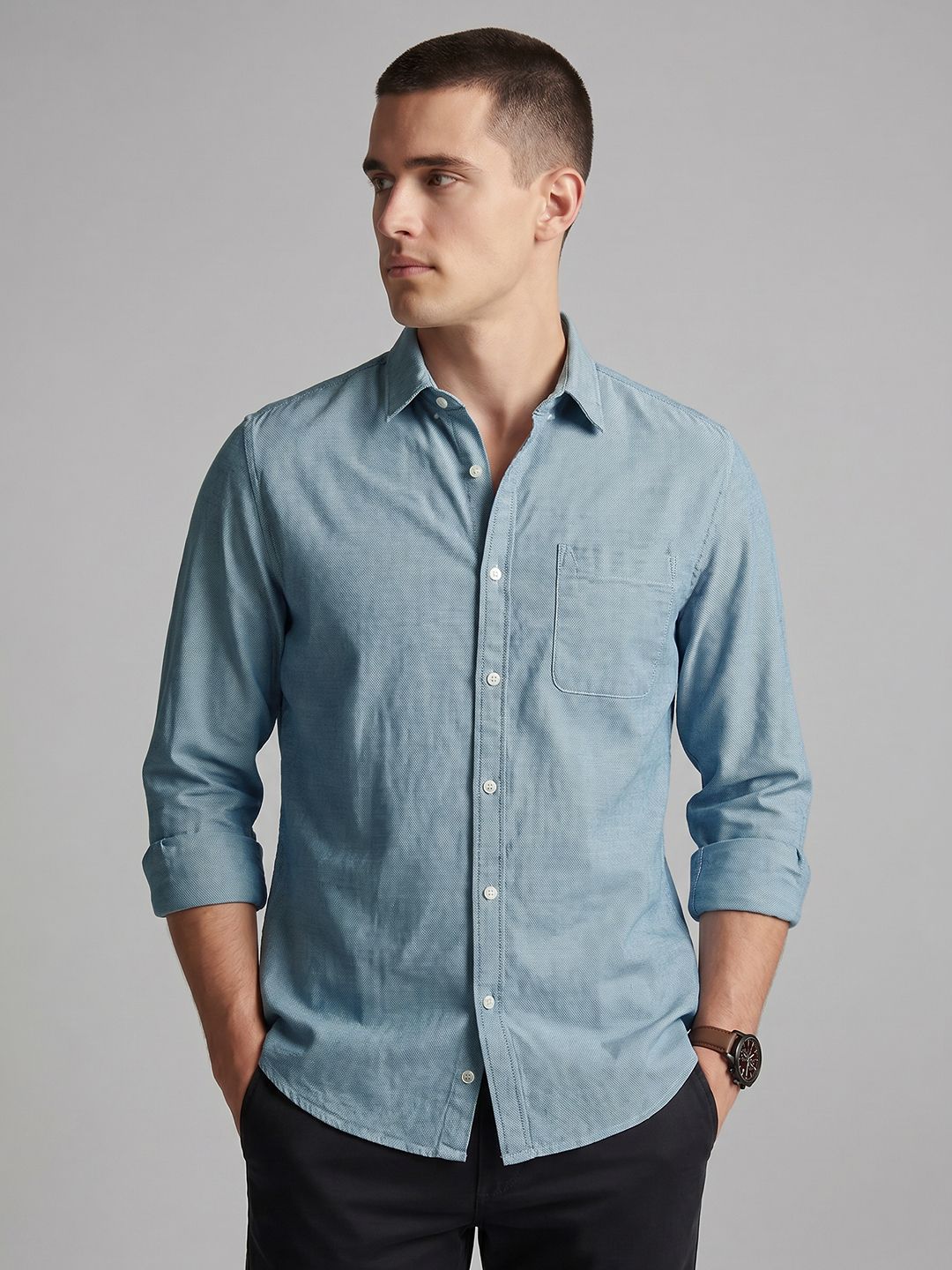 Van Heusen Van Heusen Spread Collar Pure Cotton Casual Shirt