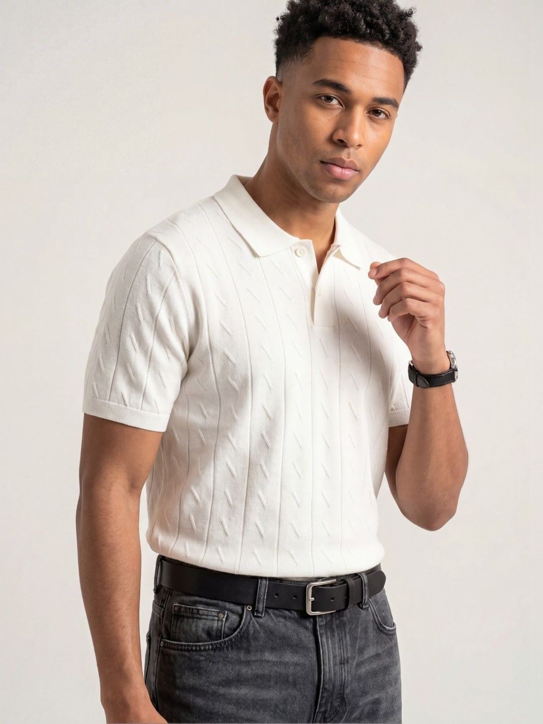ULUPZ Men Polo Collar T-shirt