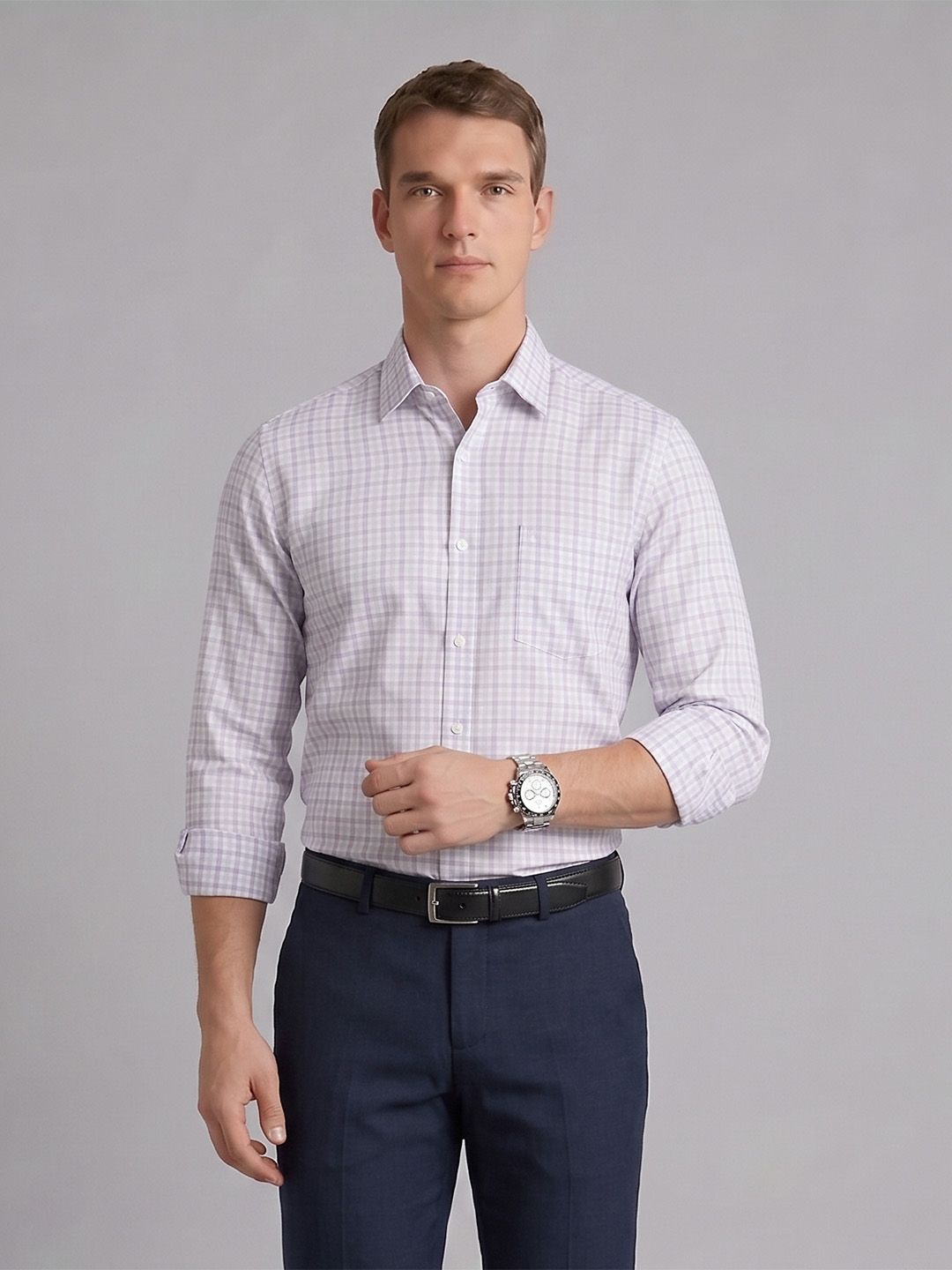 Arrow Arrow Slim Fit Checked Pure Cotton Formal Shirt