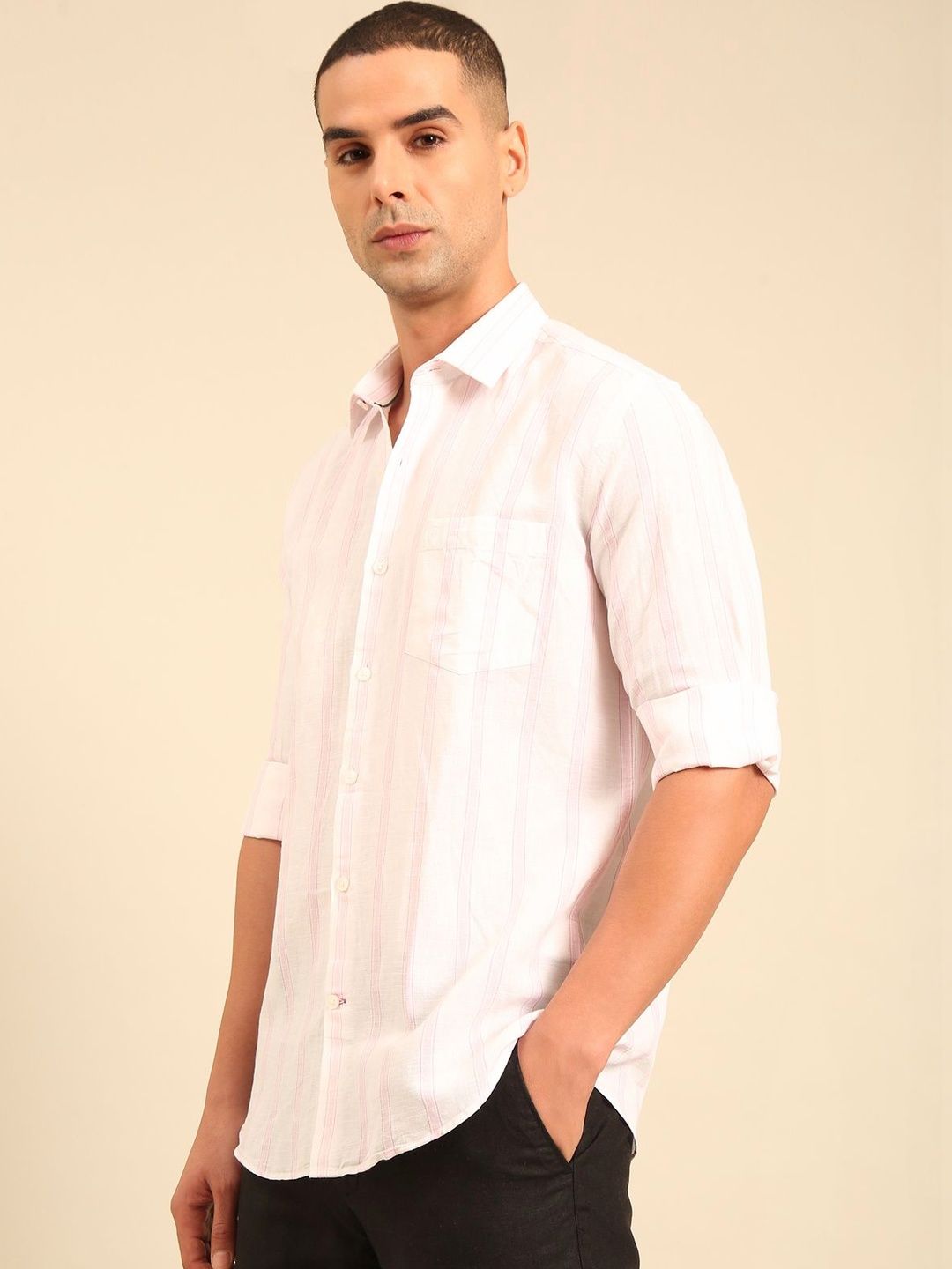 Striped Linen Casual Shirt Linen Club Men Regular Fit Striped Linen Casual Shirt