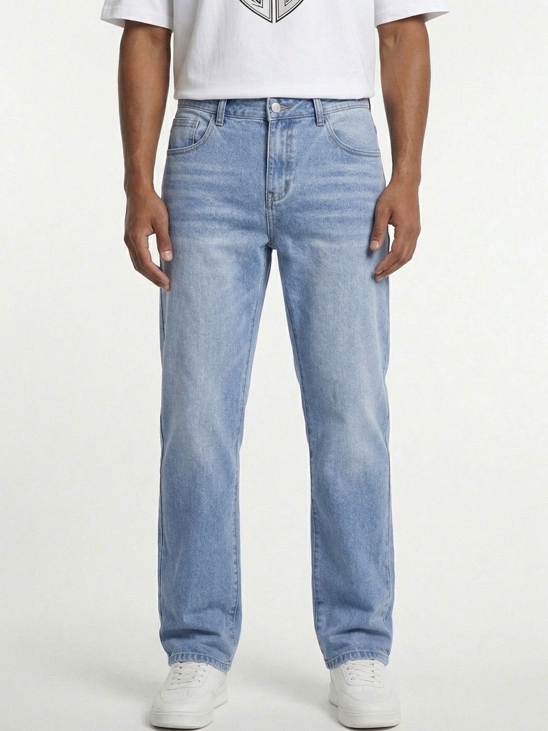 SZN Men Relaxed Fit Mid-Rise Light Fade Jeans