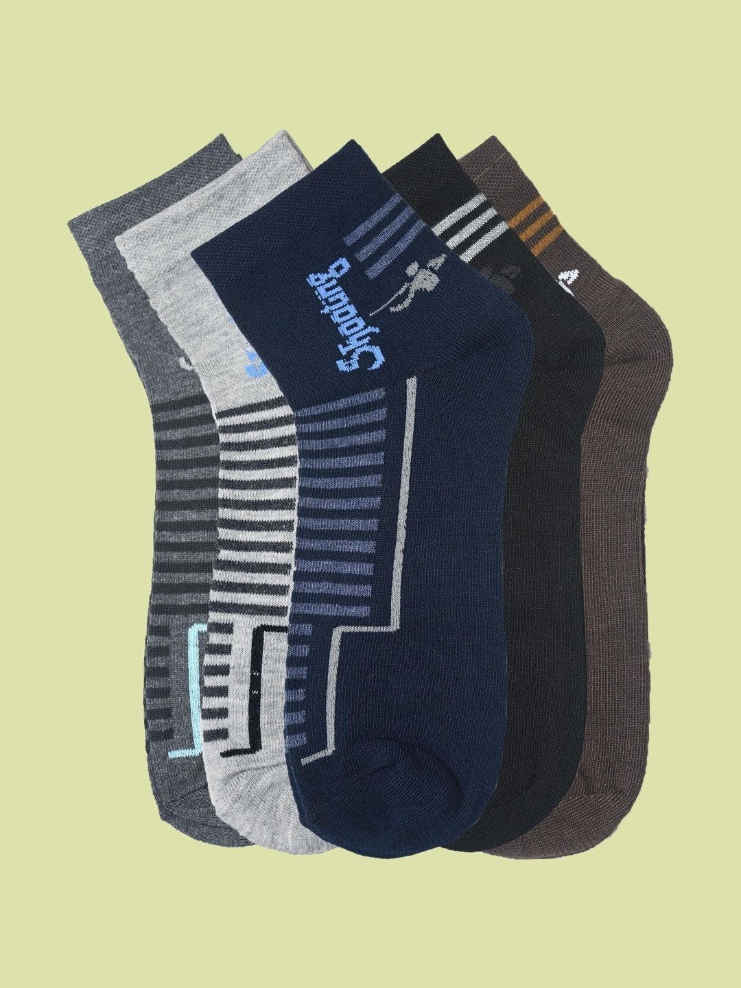 T.T. Men Pack of 5 Cotton Assorted Patterned Ankle Length Socks