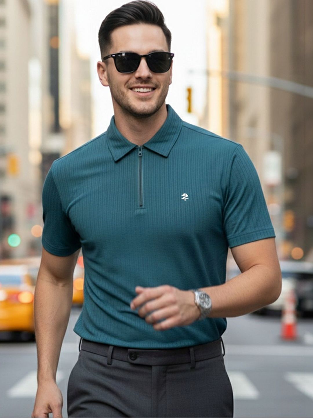 HERE&NOW Men Polo Collar T-shirt