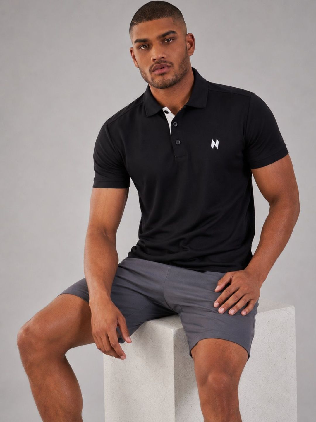 HUMAN SPIRIT Men Brand Logo Polo Collar T-shirt