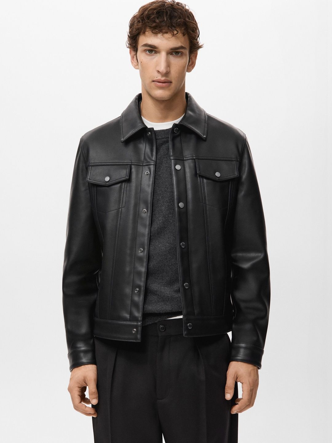 MANGO MAN Spread Collar Tailored Jacket