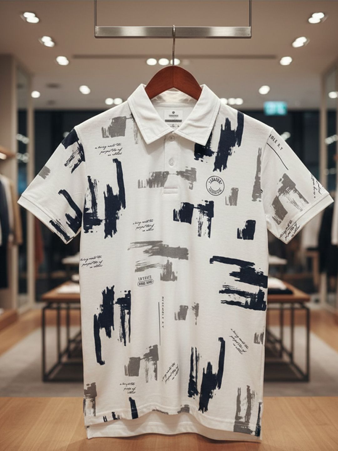 HERE&NOW Men Printed Polo Collar T-shirt