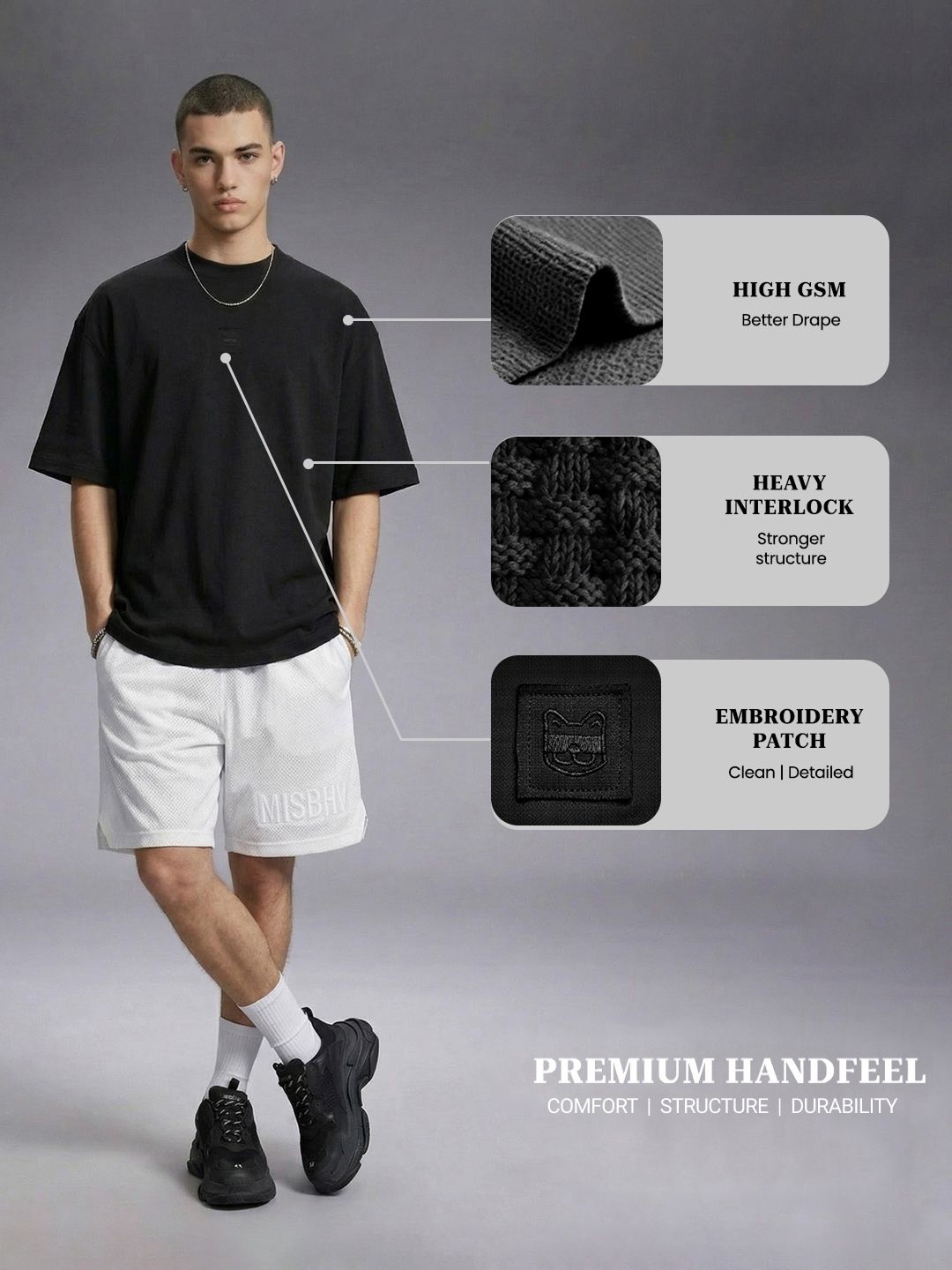 Drop Zero by Glitchez Oversized Heavy Interlock Pure Cotton T-shirt