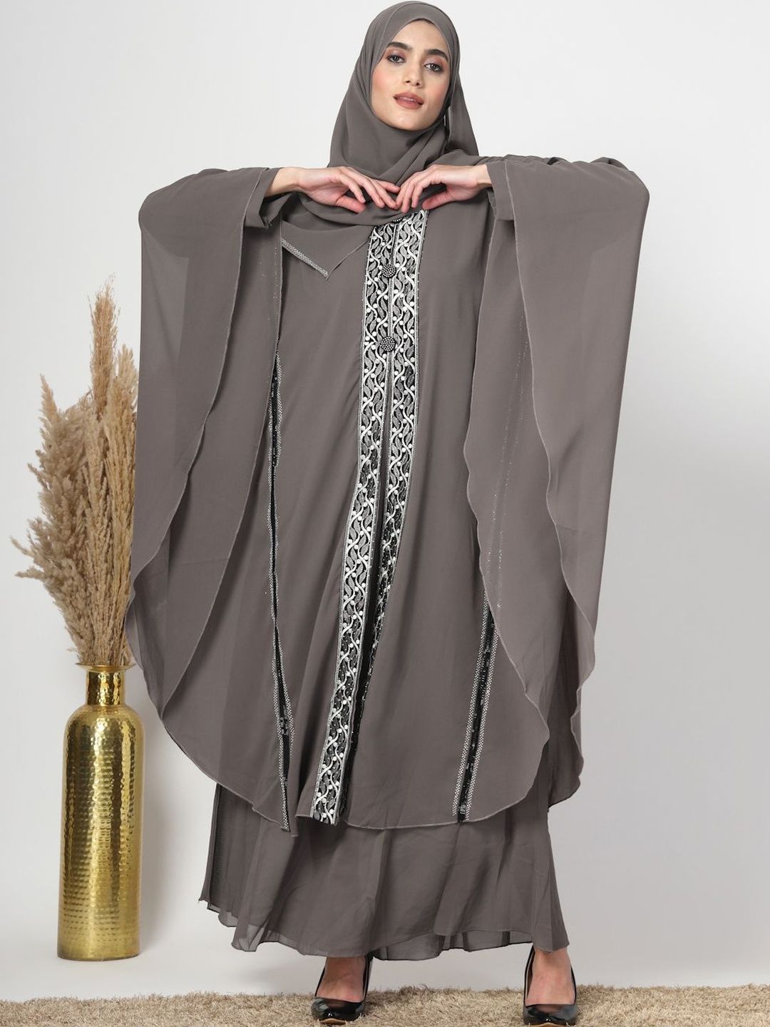 Moda Rapido Embellished Abaya Burqa With Scarf