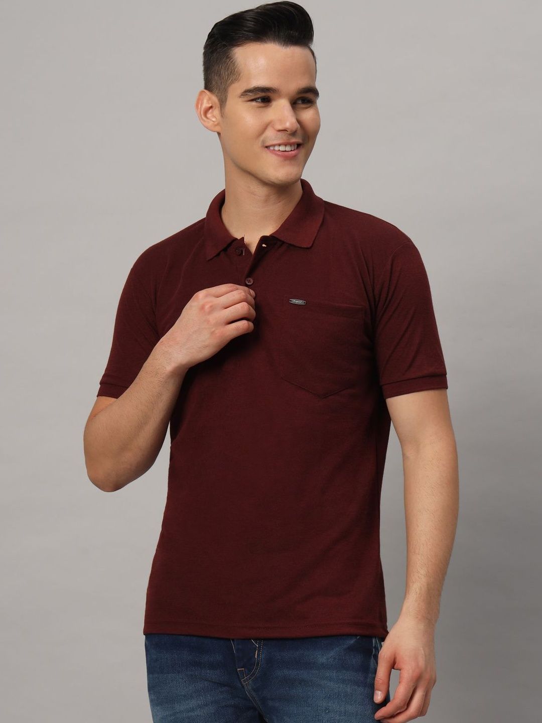 Resilience Maroon Polo Collar Regular Fit T-shirt