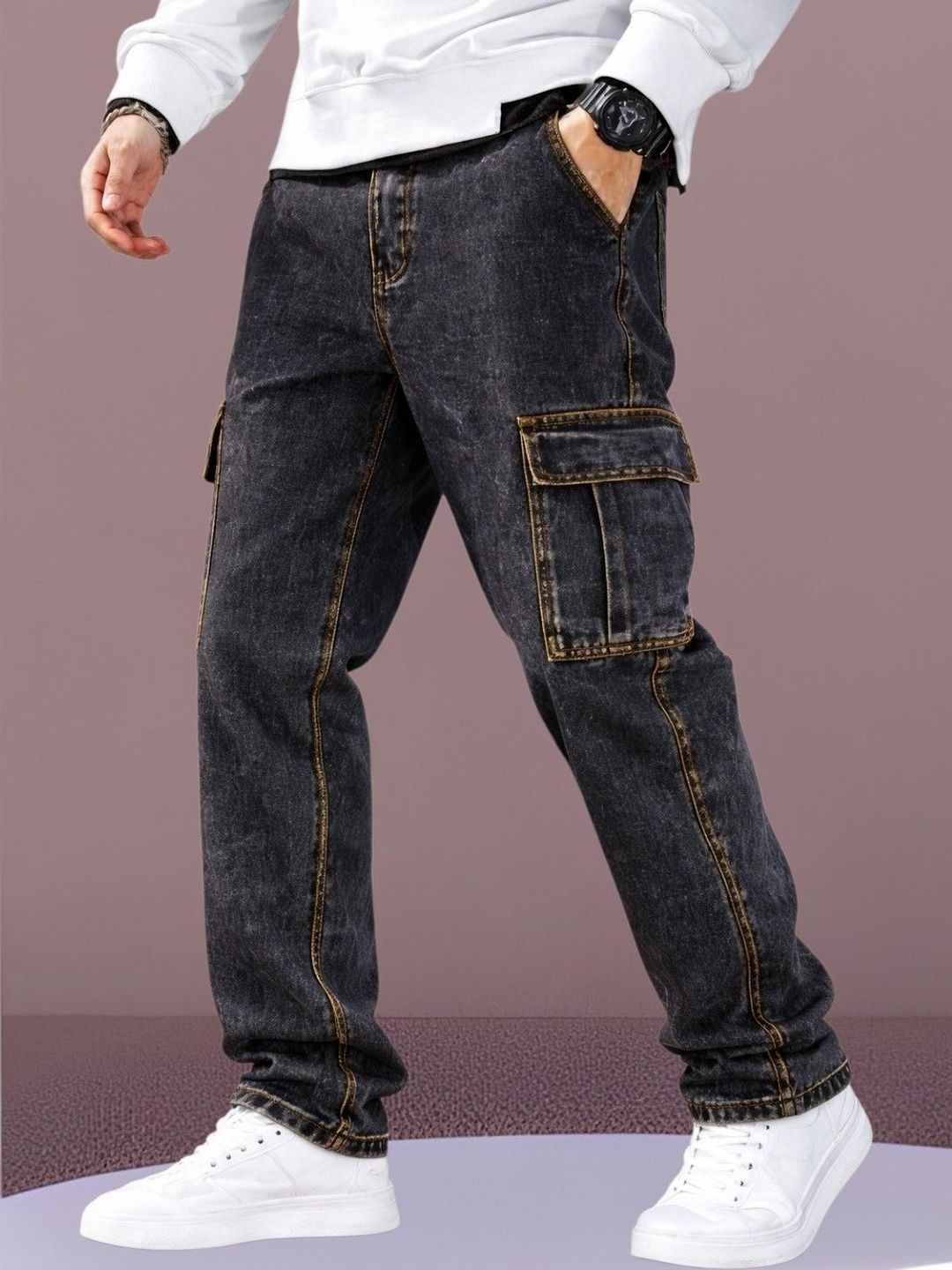 DENIMLOOK Men Straight Fit Mid-Rise Light Fade Jeans