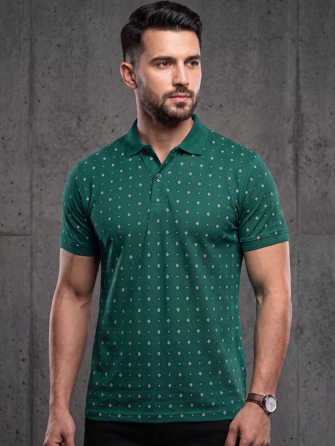 Mast & Harbour Men Printed Polo Collar T-shirt