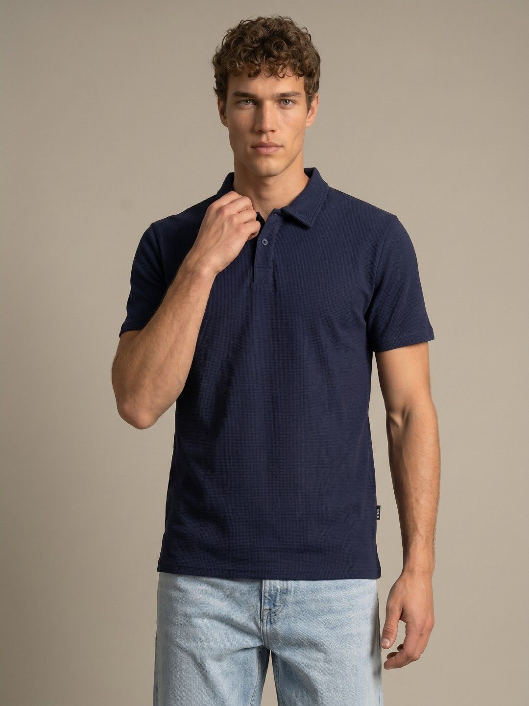 glitchez Textured Polo Collar T-shirt