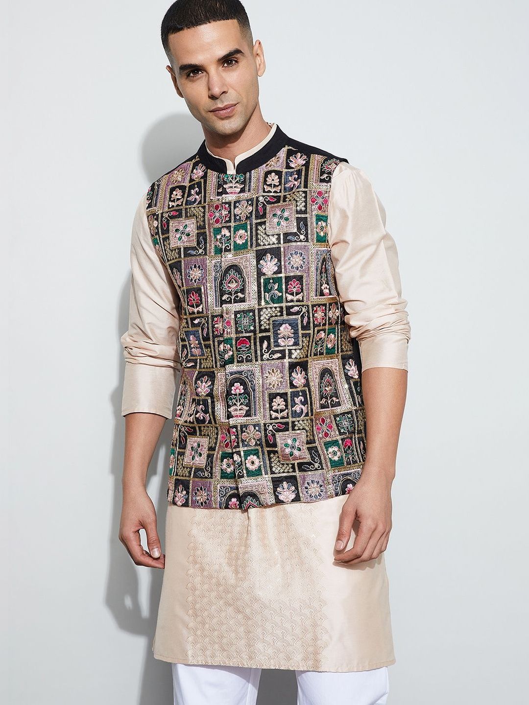 Melange by Lifestyle Men Floral Embroidered Jacket