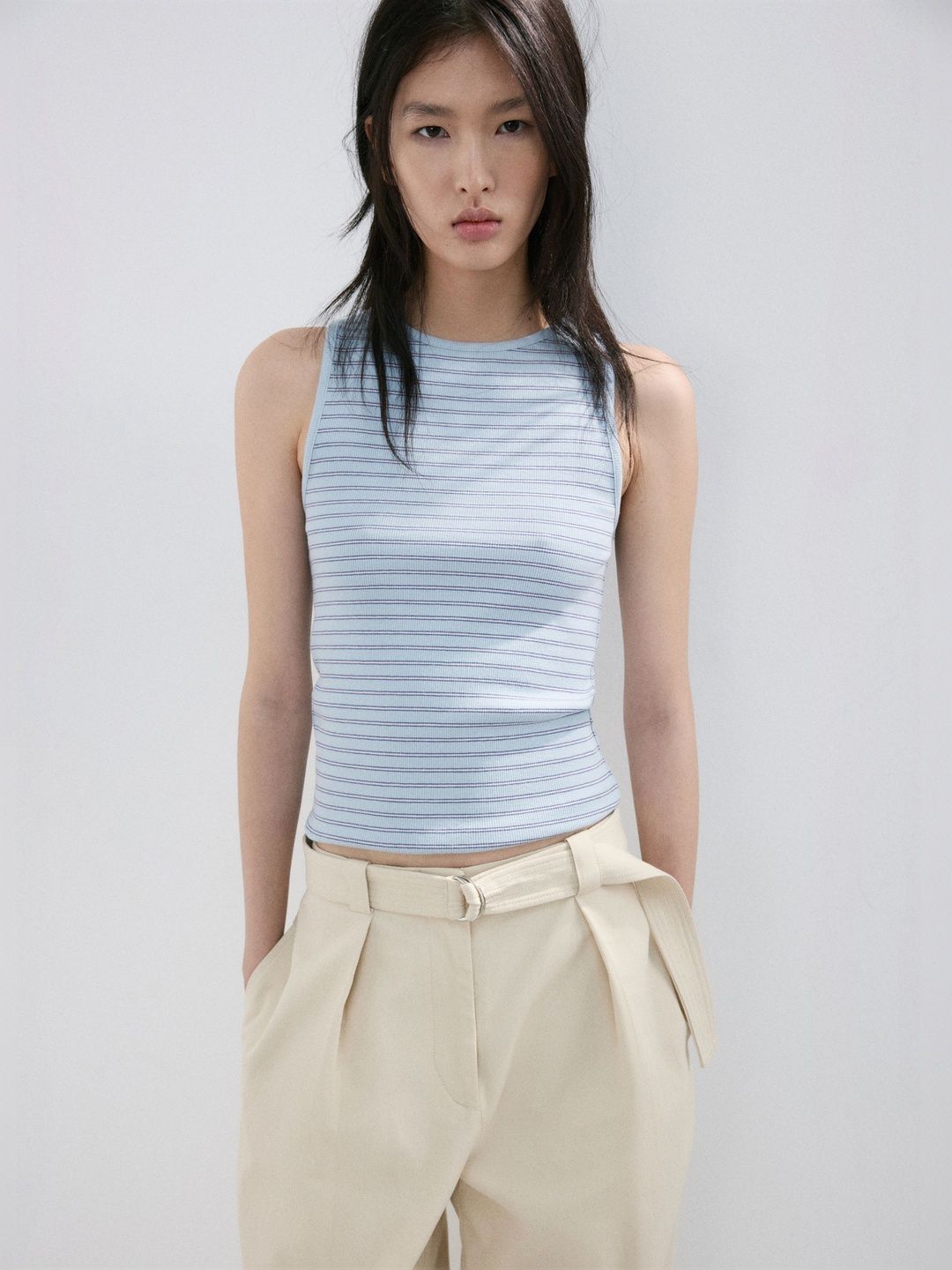 MANGO MANGO Striped Sleeveless Top