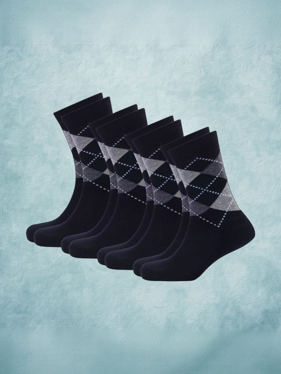 Blacktank Men Pack of 4 Cotton Patterned Calf Length Socks
