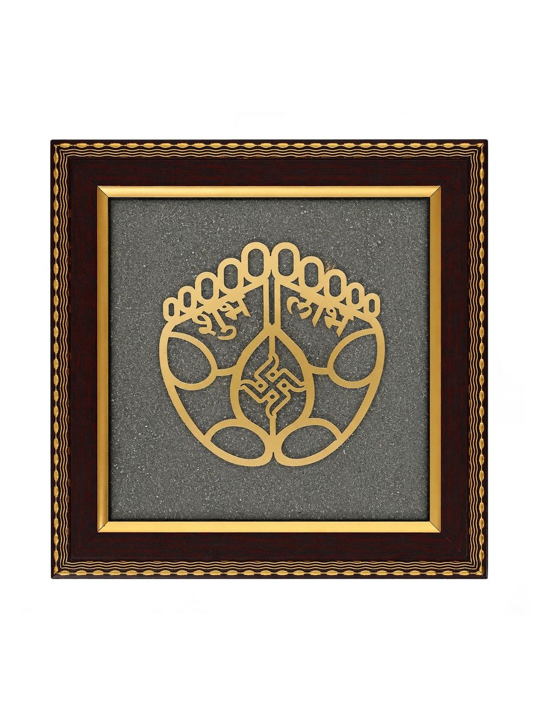 Natriel Natriel Yellow & Brown Textured Shubh Labh Pyrite Wall Photo Frame