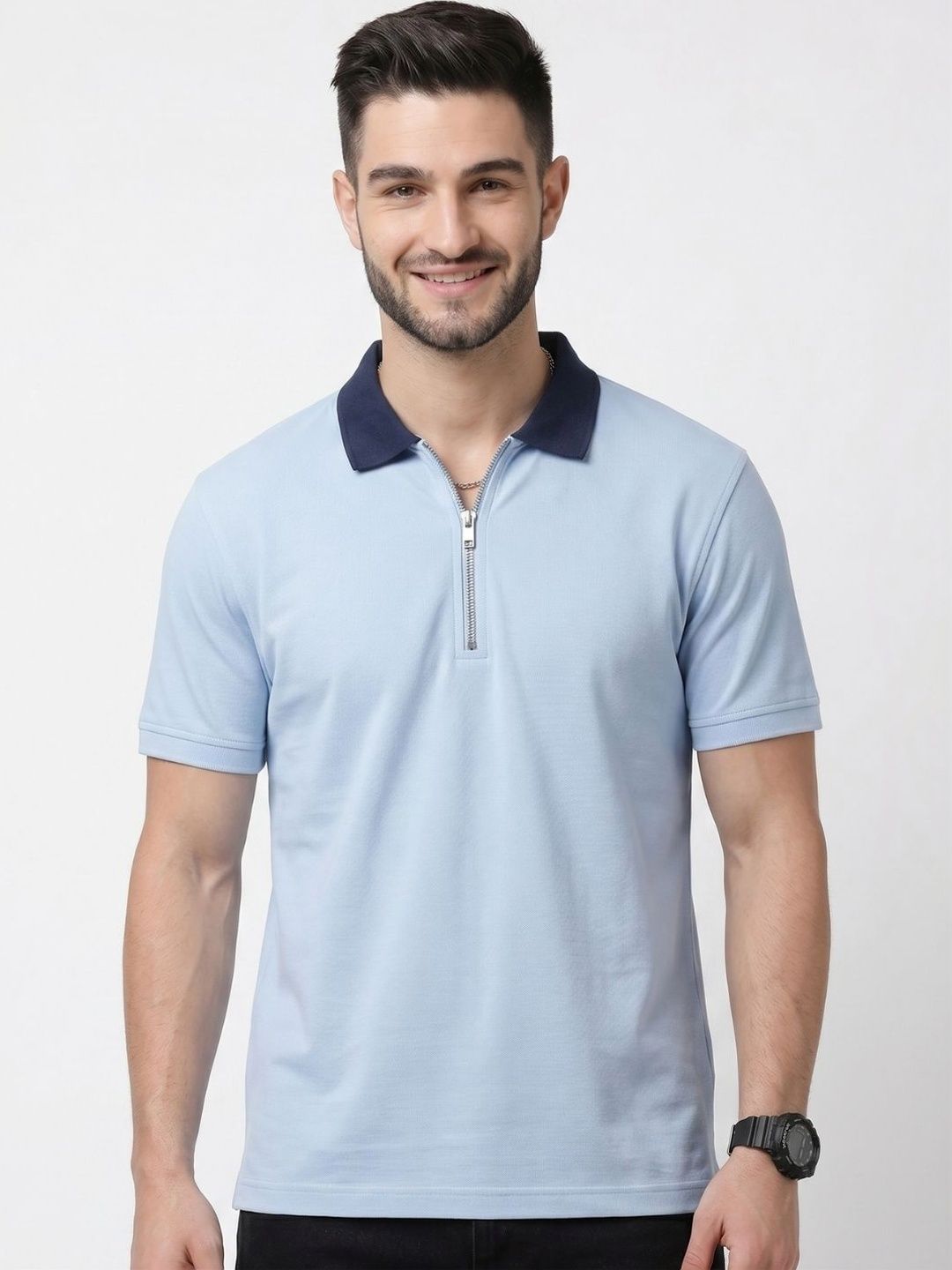 YONGE Men Polo Collar Pockets T-shirt