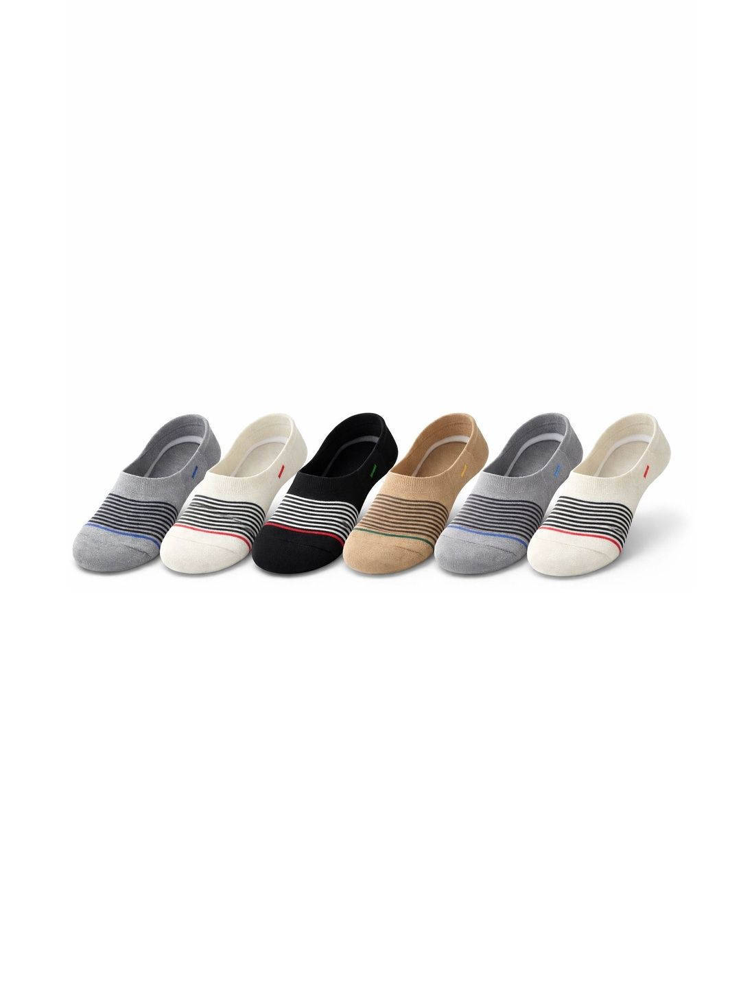Blacktank Men Pack of 6 Cotton Striped Shoe Liners Socks