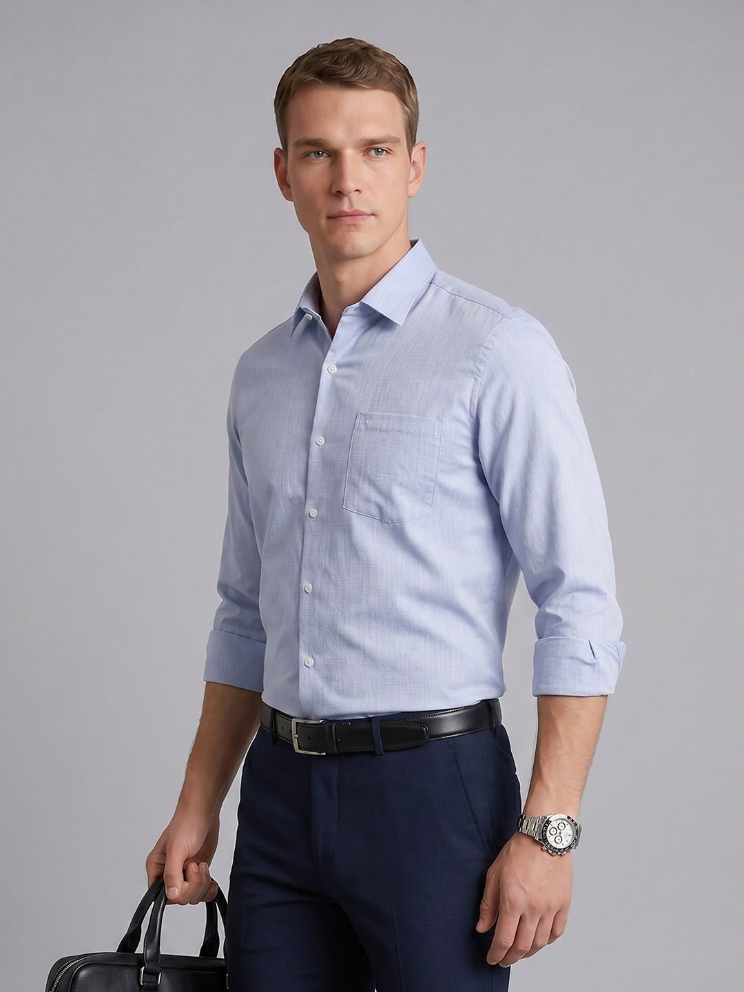 Arrow Arrow Slim Fit Self Design Textured Pure Cotton Formal Shirt