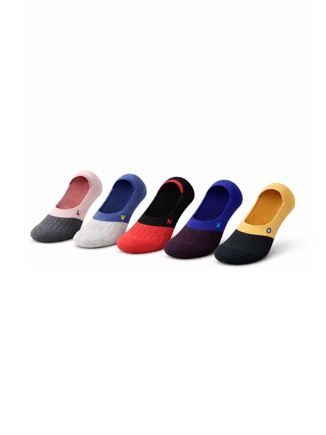 Blacktank Men Pack of 5 Cotton Colourblocked Shoe Liners Socks