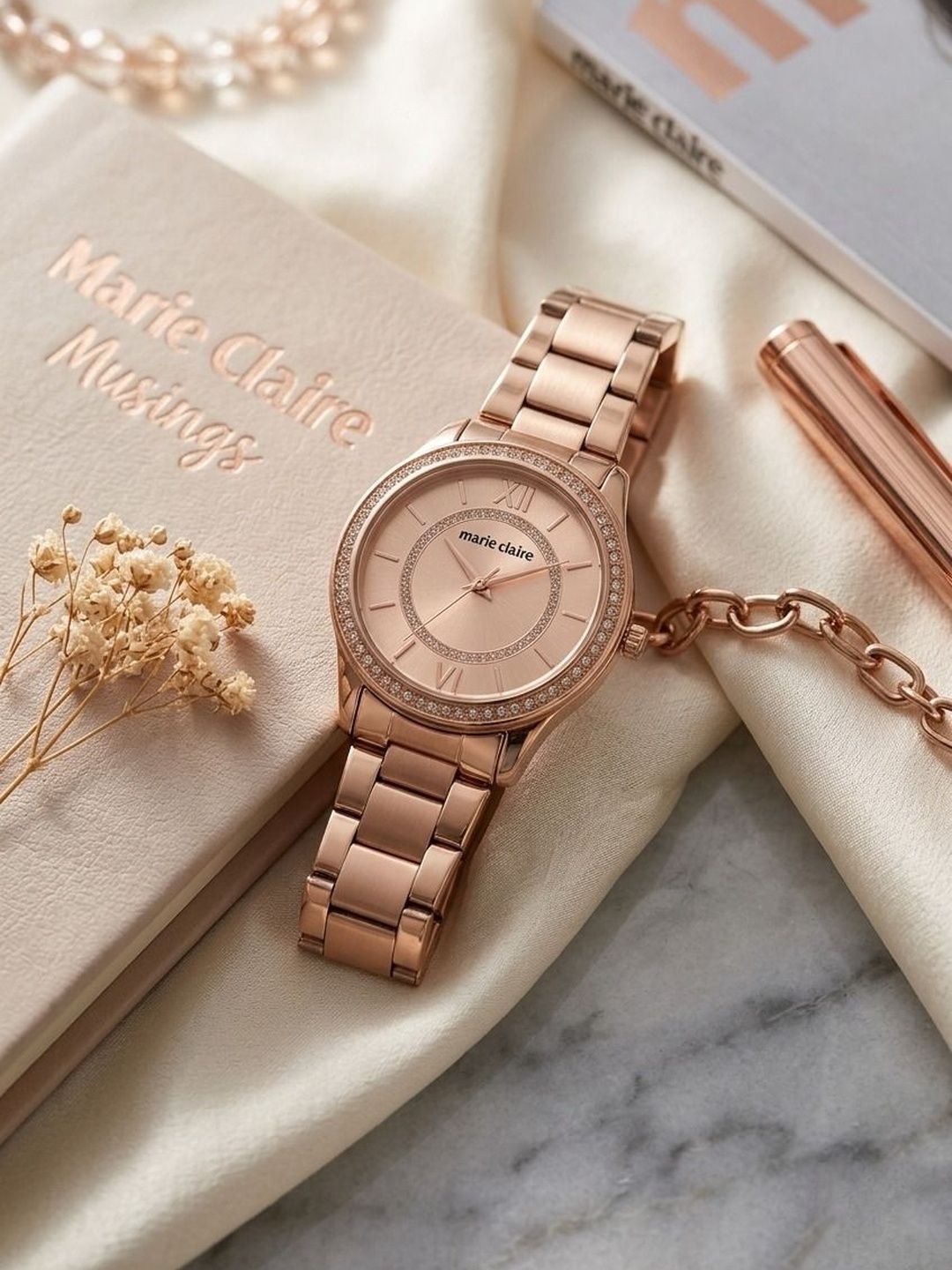 Buy Marie Claire Women Embellished Dial & Bracelet Style Straps