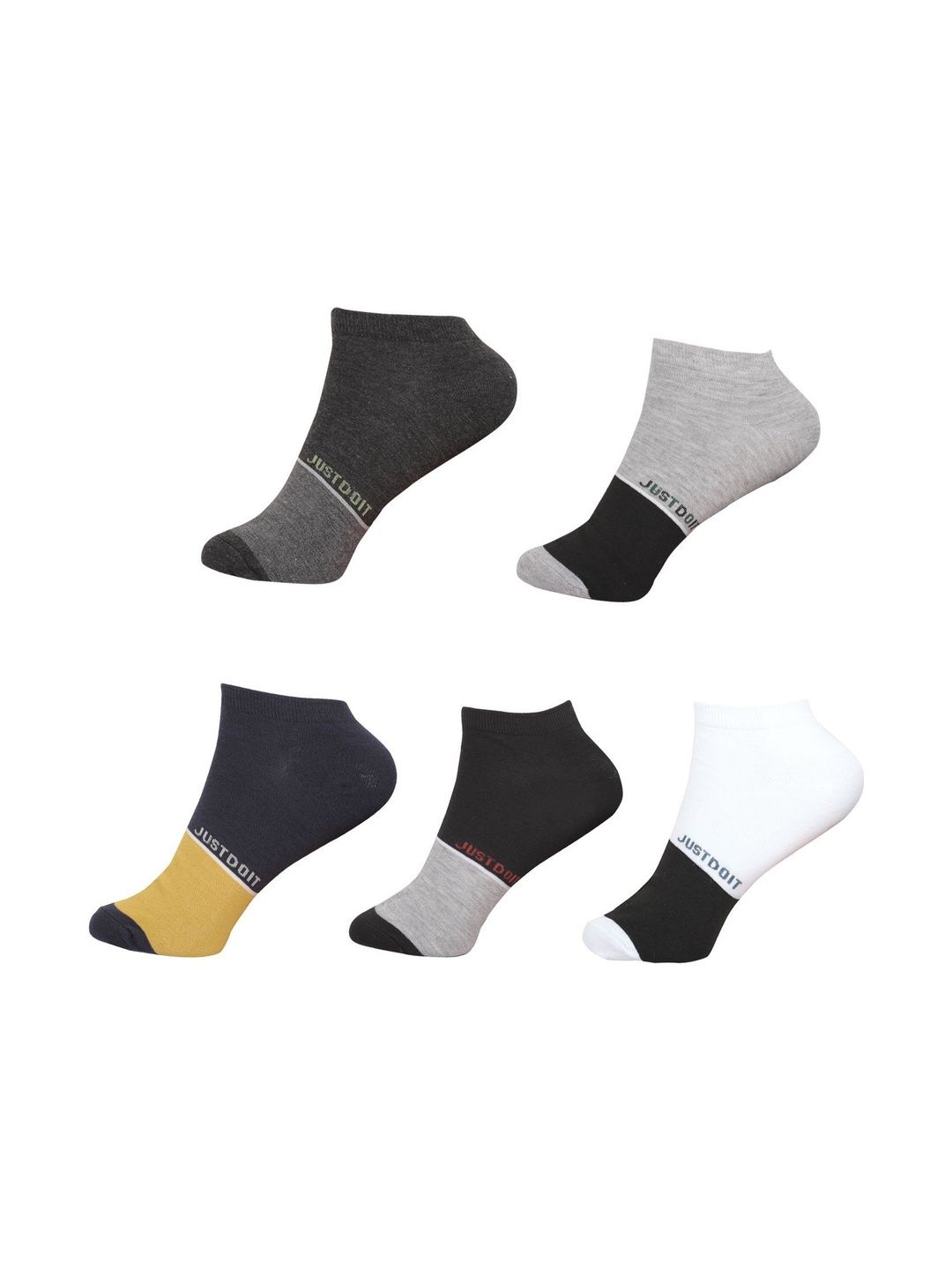 Blacktank Men Pack of 5 Cotton Colourblocked Shoe Liners Socks