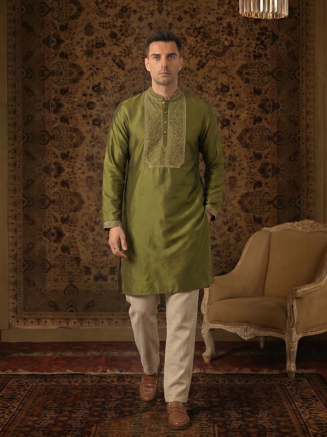 House of Pataudi Jashn Embroidered Kurta