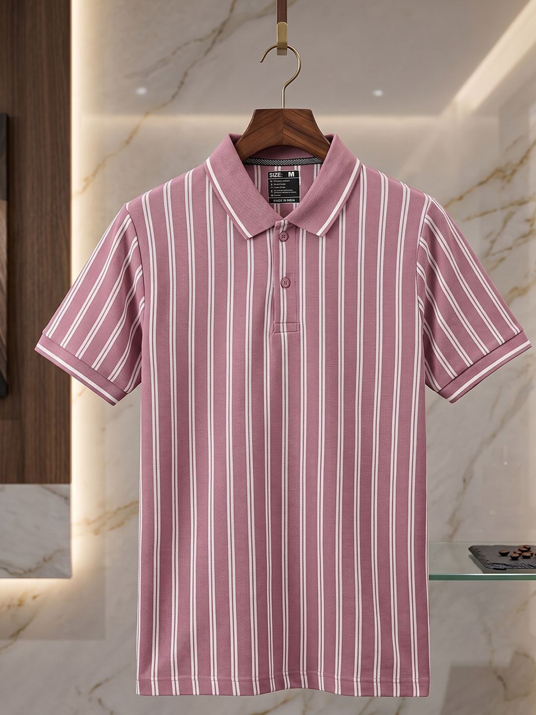 Mast & Harbour Men Striped Polo Collar Pockets T-shirt