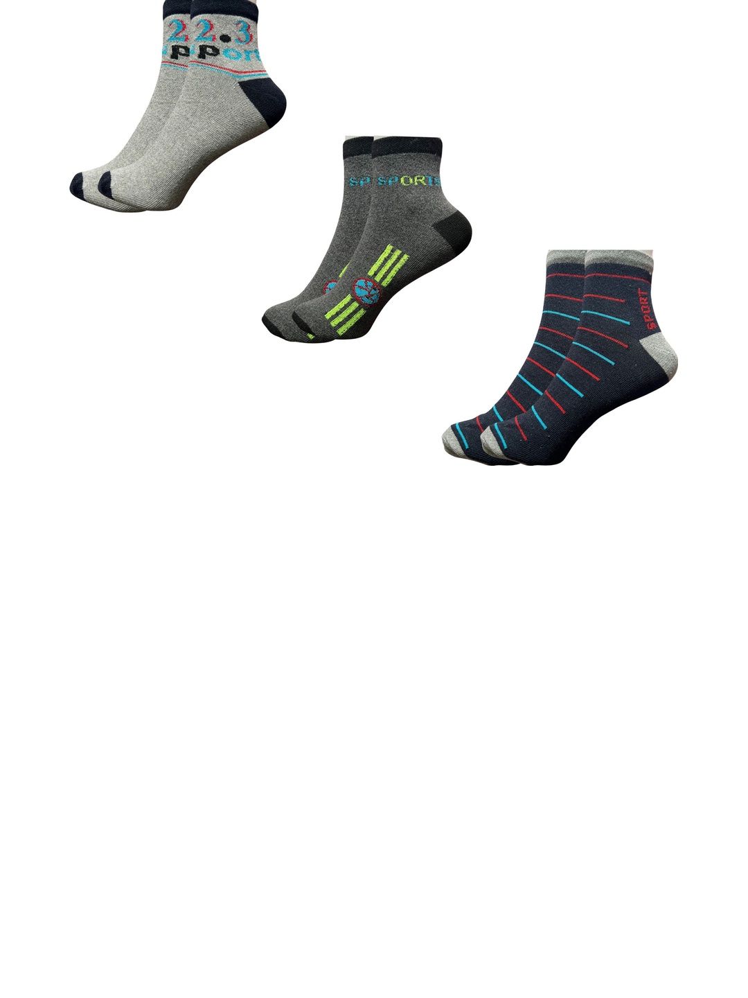 Blacktank Men Pack of 3 Cotton Patterned Ankle Length Socks