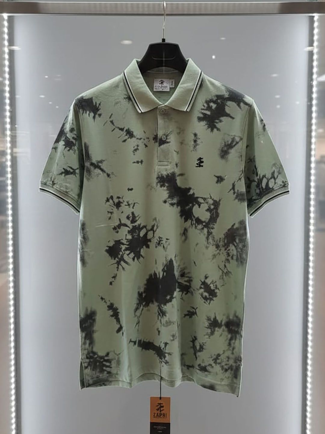 HERE&NOW Men Tie and Dye Dyed Polo Collar T-shirt