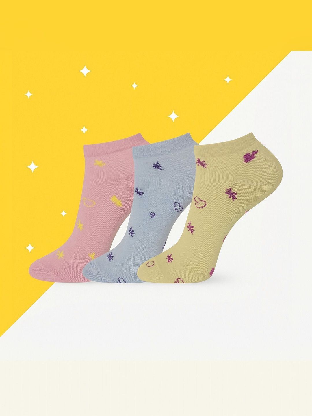 Blacktank Men Pack of 3 Cotton Patterned Ankle Length Socks