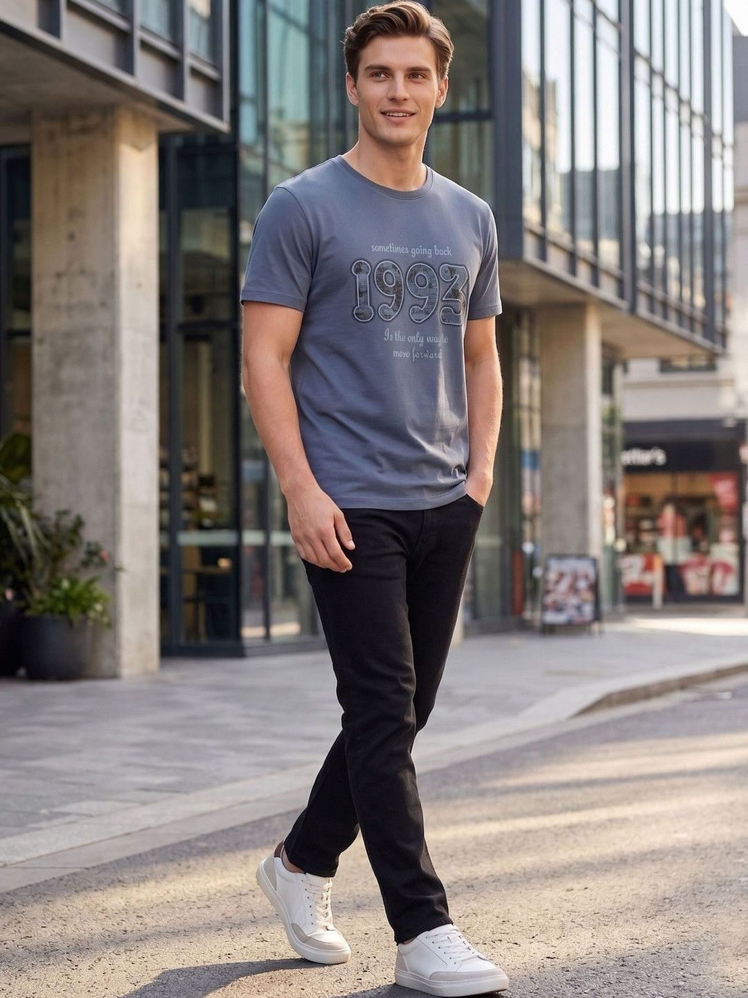 Mast & Harbour Men Typography Printed T-shirt