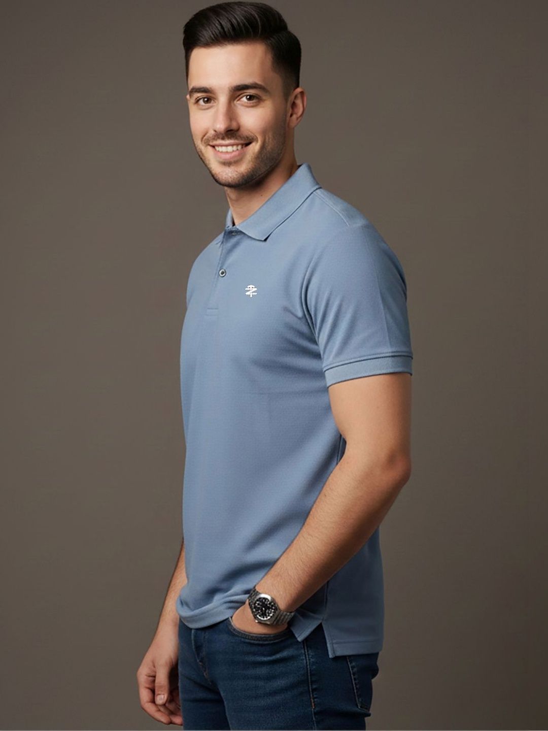 HERE&NOW Men Brand Logo Polo Collar T-shirt