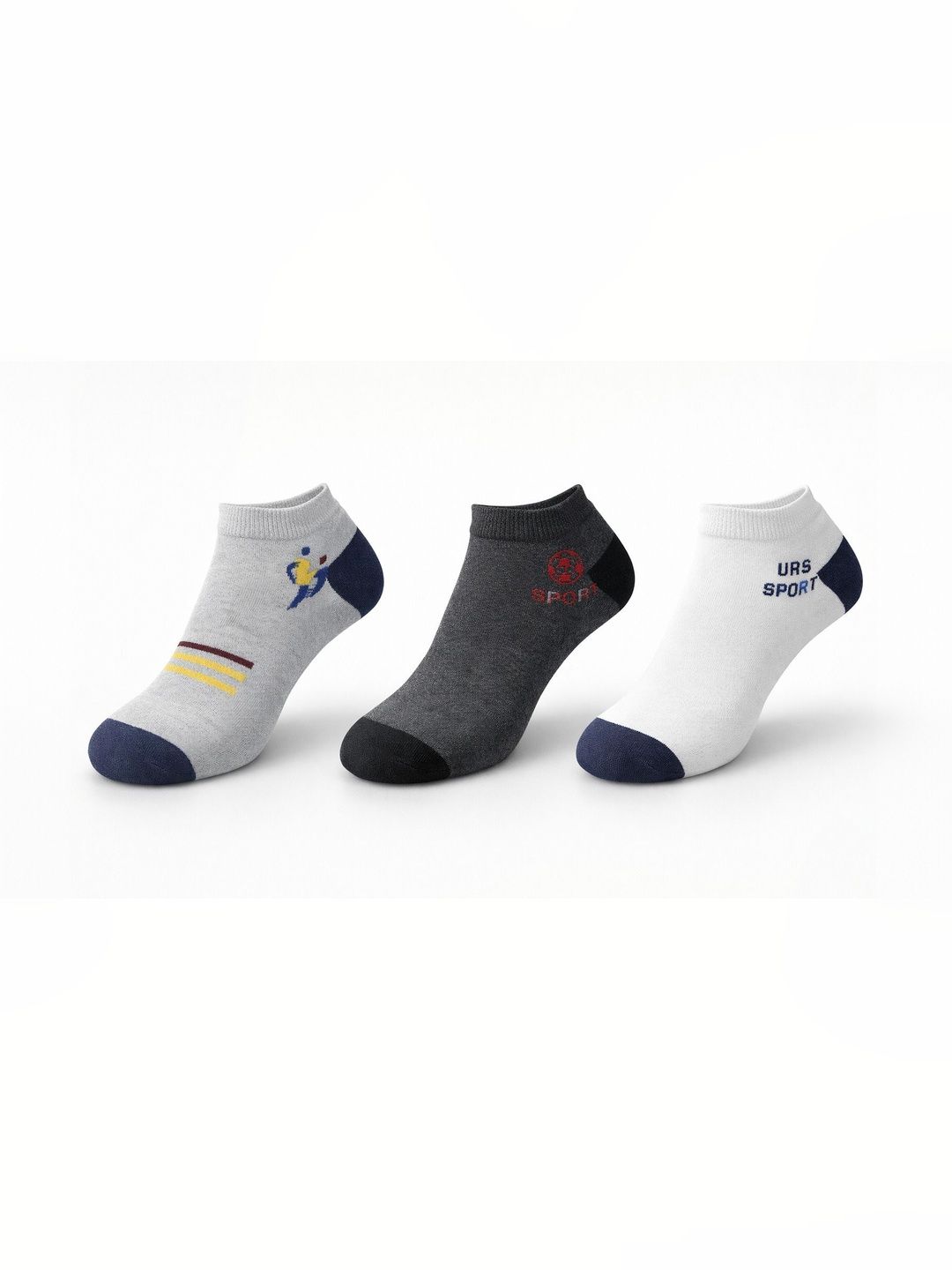 Blacktank Men Pack of 3 Cotton Patterned Ankle Length Socks
