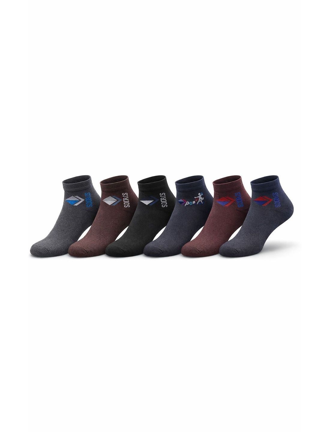 Blacktank Men Pack of 6 Cotton Patterned Ankle Length Socks