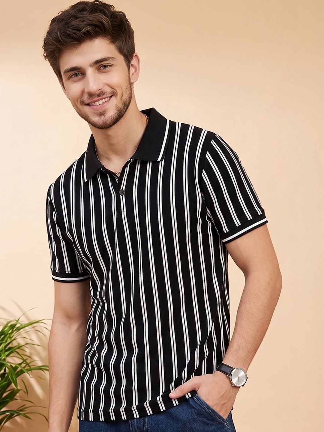 Kook N Keech Men Striped Polo Collar T-shirt