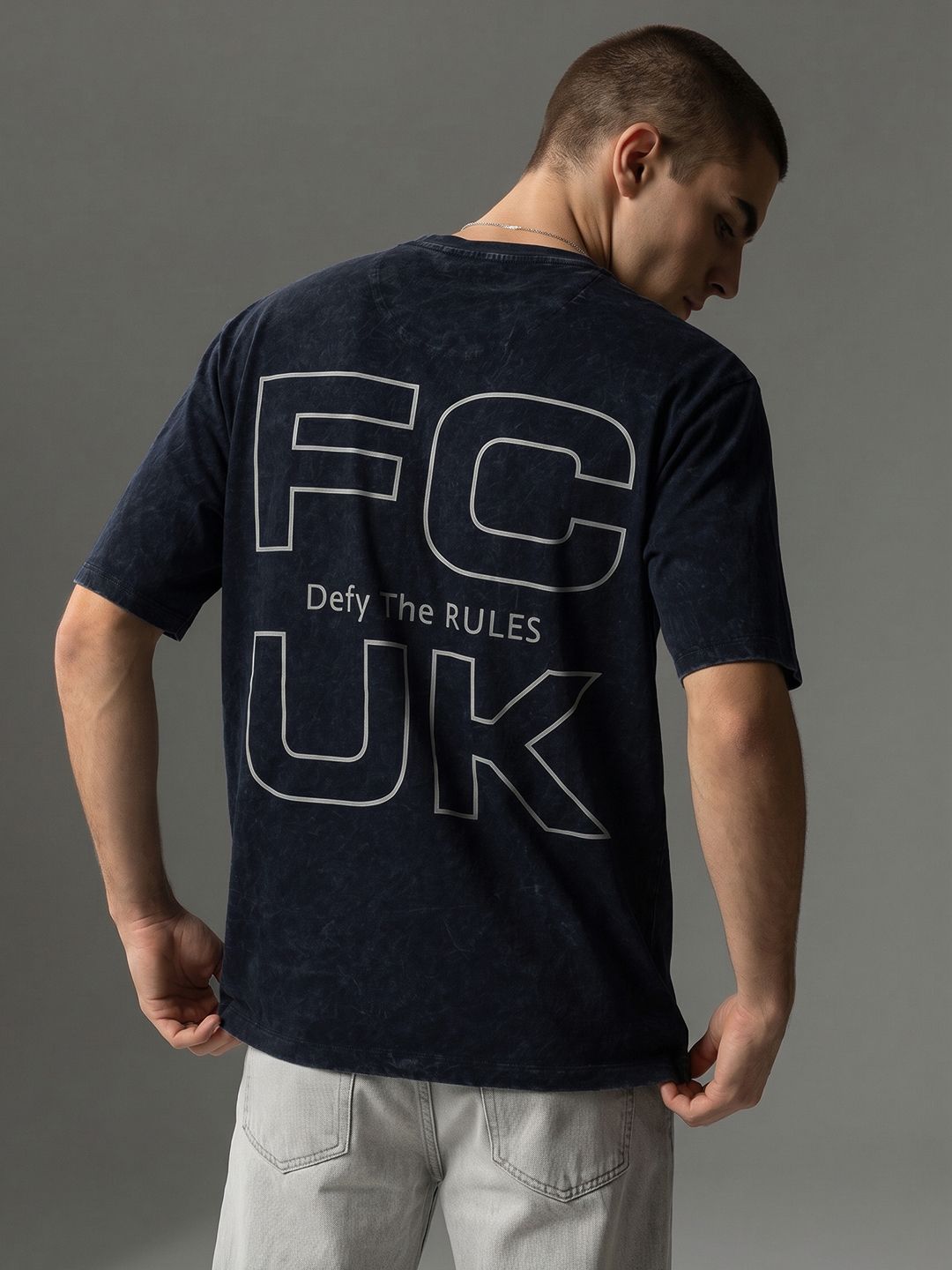 FCUK Oversized Fit Brand Logo Printed T-shirt